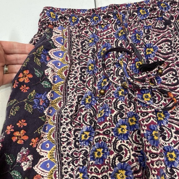 Angie Pants Mixed Boho Print Pull On Joggers Size S Hippie Festival Coachella - Picture 5 of 16